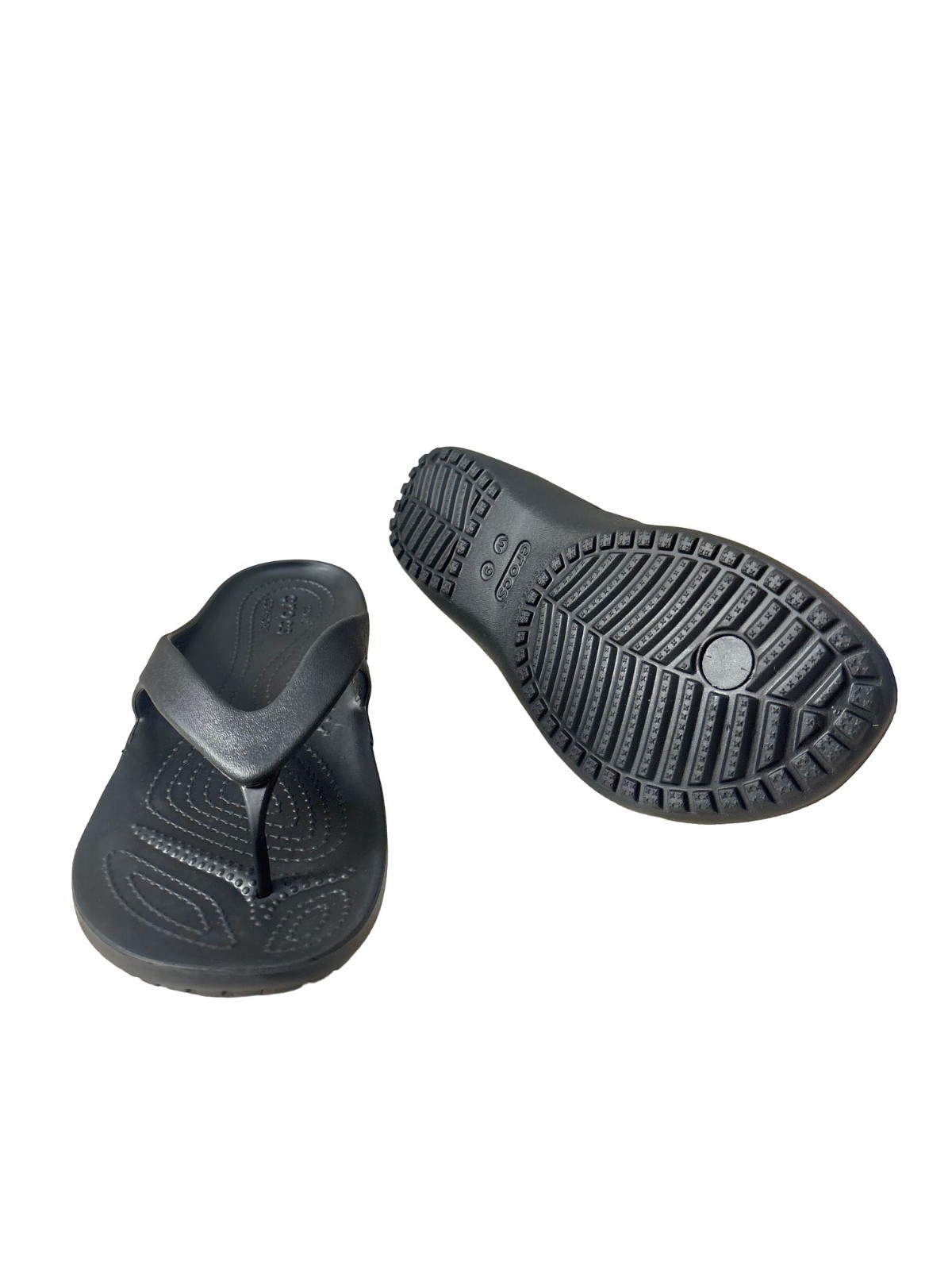 Crocs Kadee II Flip Flops Black Lightweight Comfort Sandals Womens Sz W9 M7 NWT