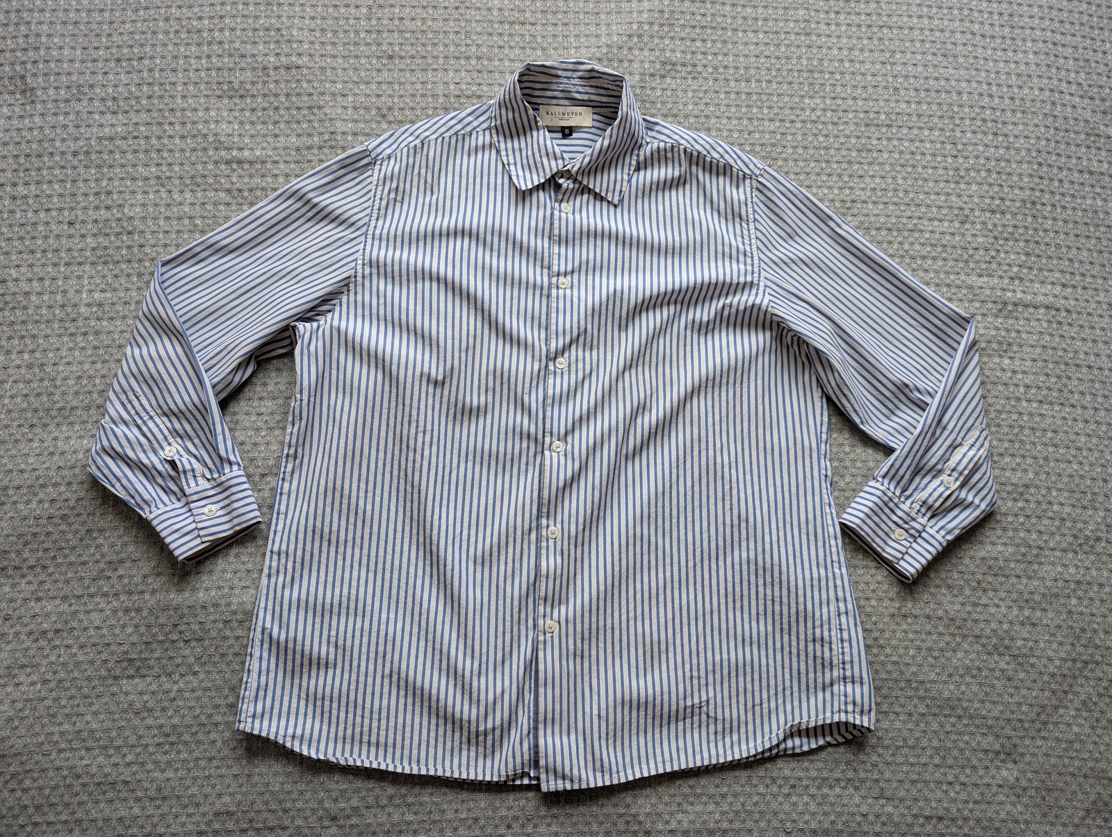 Kallmeyer Shirt Womens Small Blue White Stripe Cotton Button Up Long Sleeve