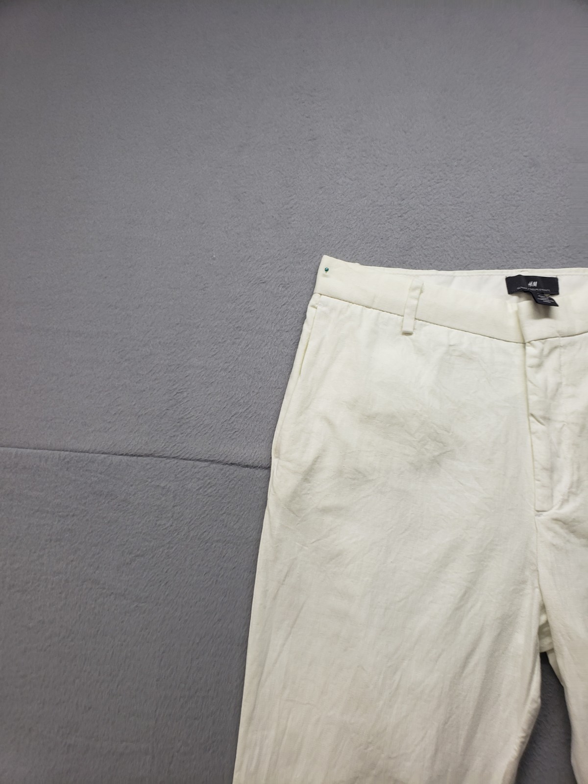 H&M Men Chino Pant 30 White Slim Fit Flat Front Mid Rise Preppy Casual Workwear