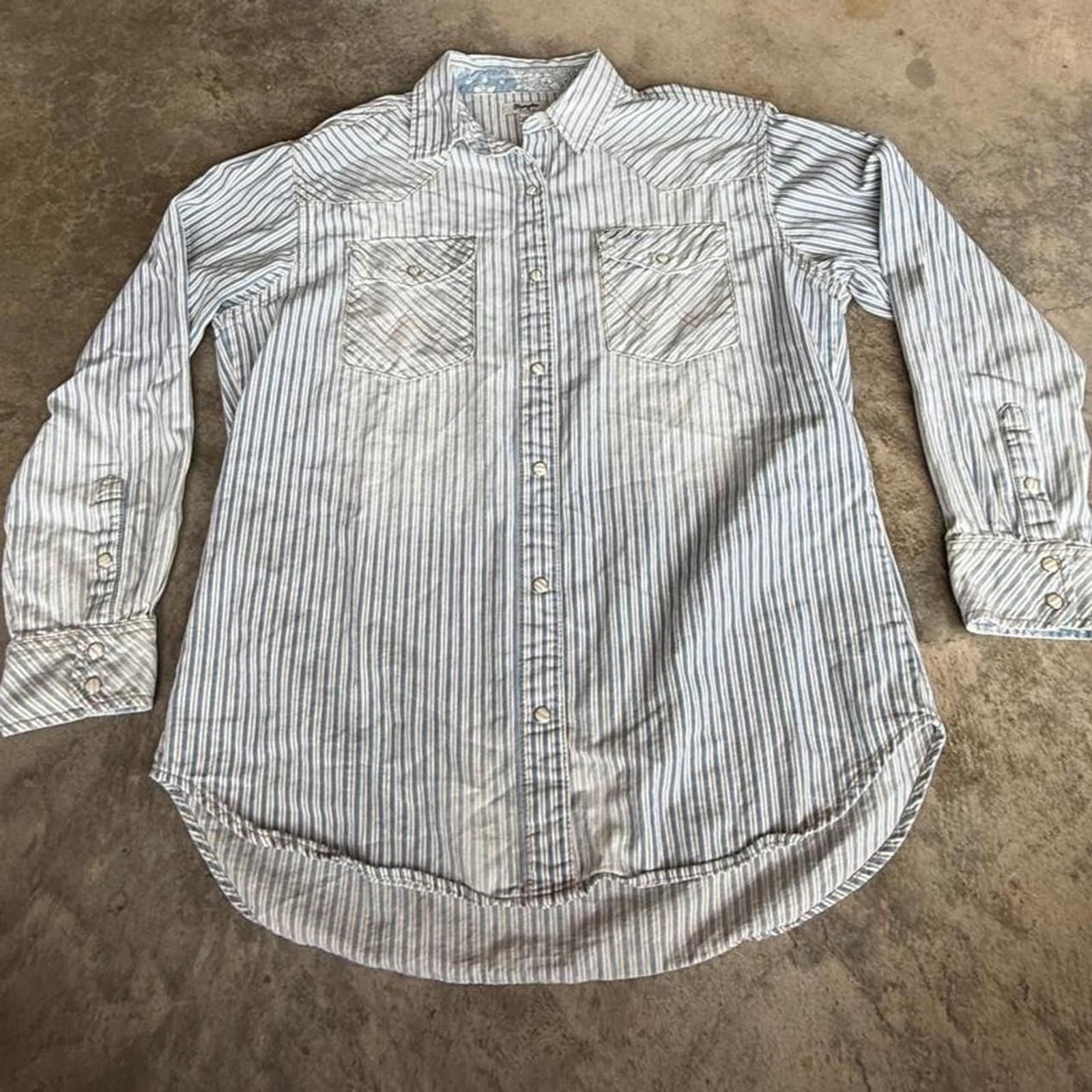 Wrangler Retro blue stripe pearl snap western shirt