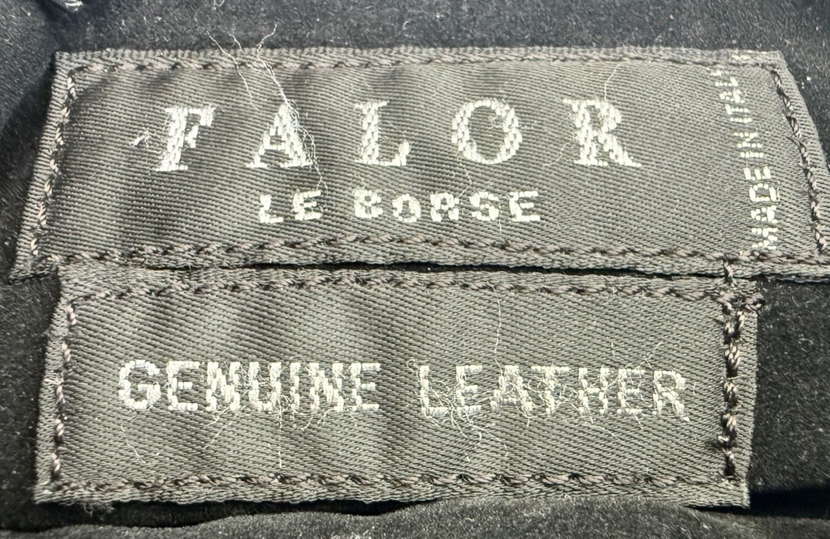 falor le borse croc embossed Black leather bag Italy EUC