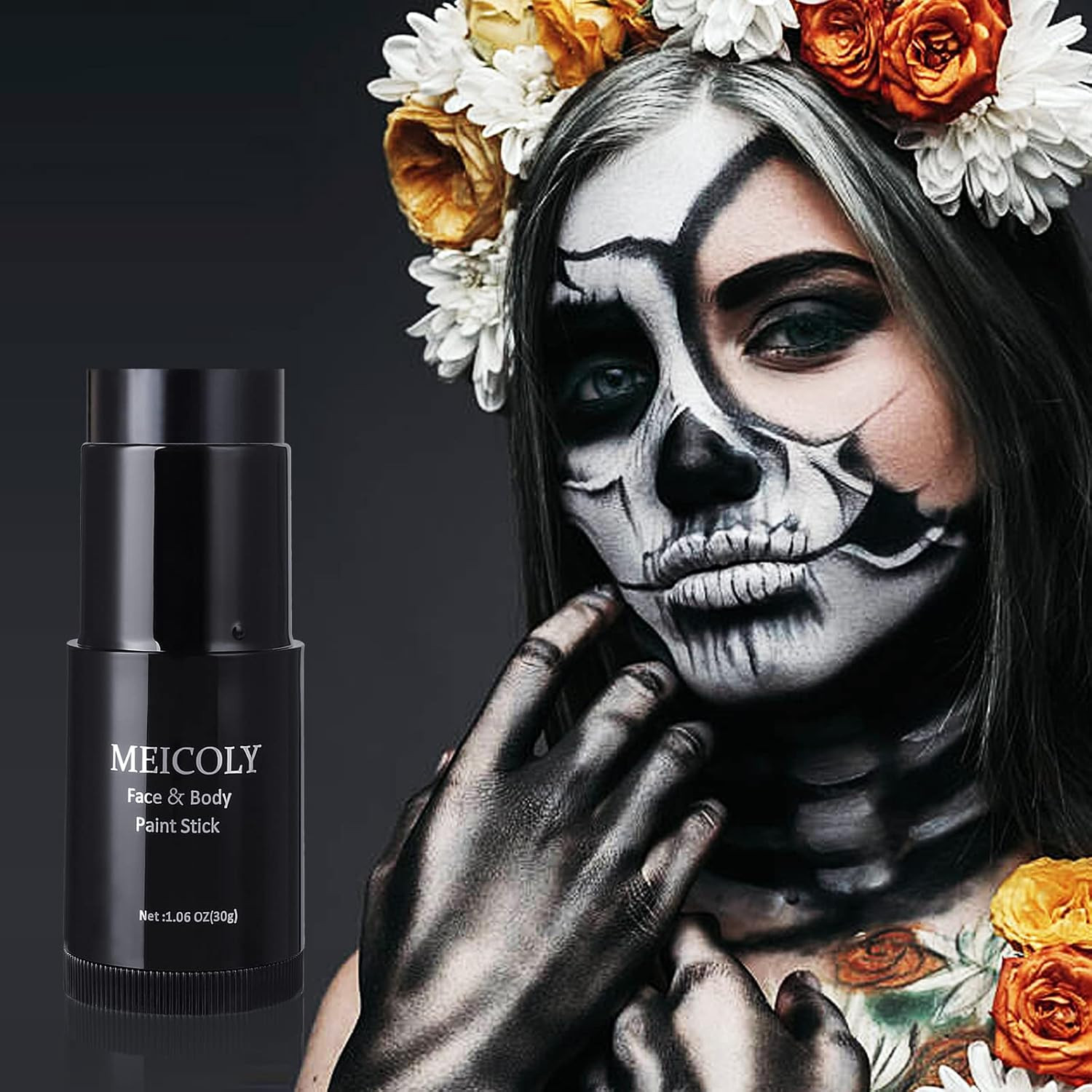 Black Face Body Paint Stick(1.06 Oz),Waterproof Black Face Paint for Cat Hallowe