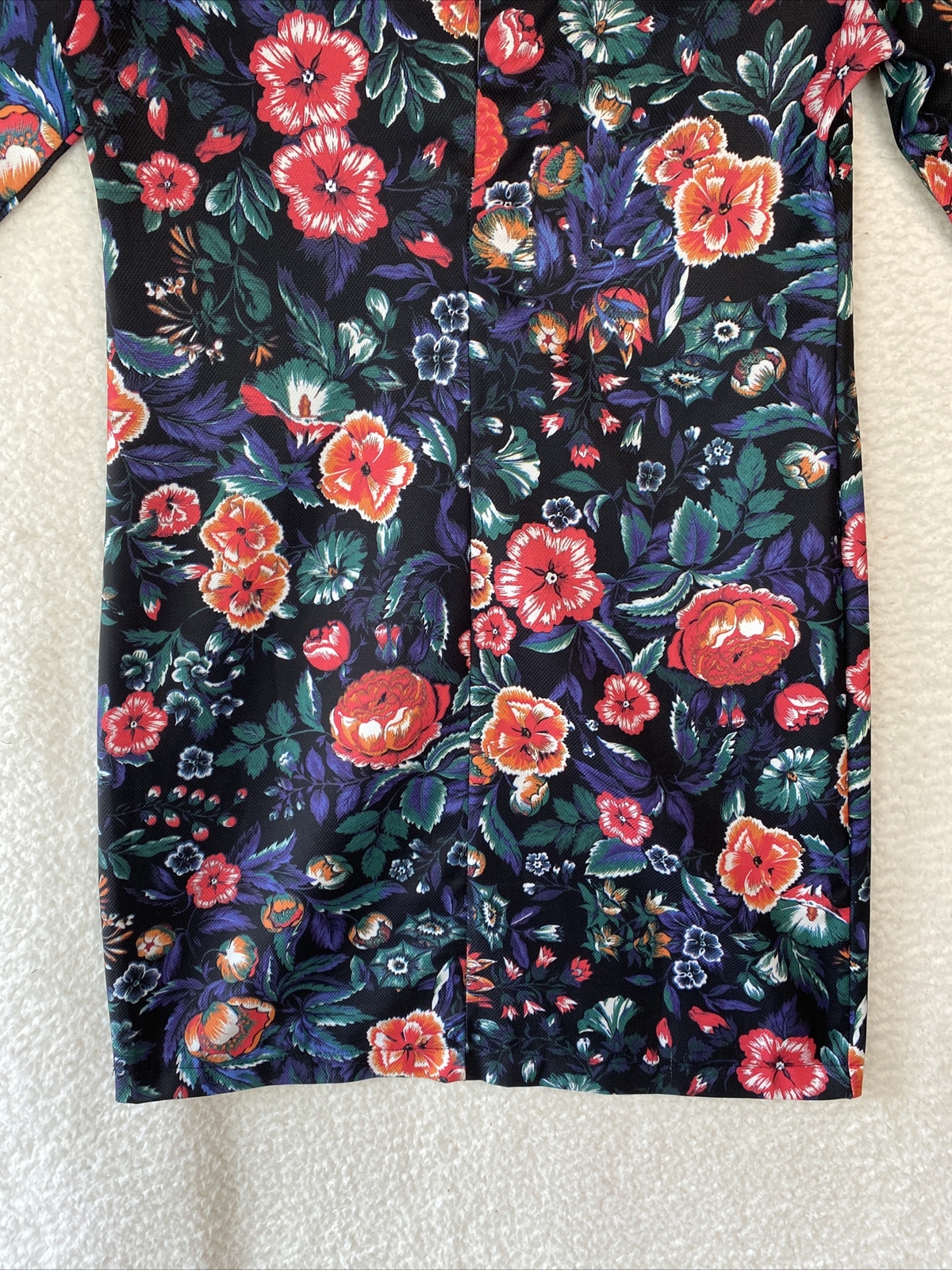 Zara Mini Dress Womens Small Aline Floral S/Sleeve Peter Pan Collar Work Office