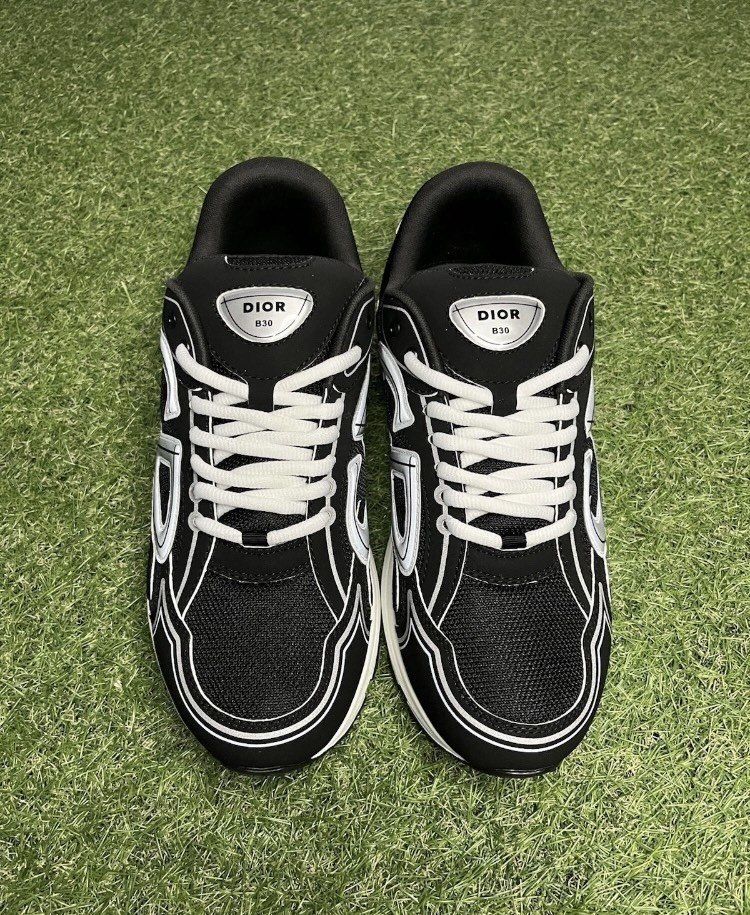 Dior B30 Men’s Low-Top Lace-Up Sneaker Black/White New w/ Box
