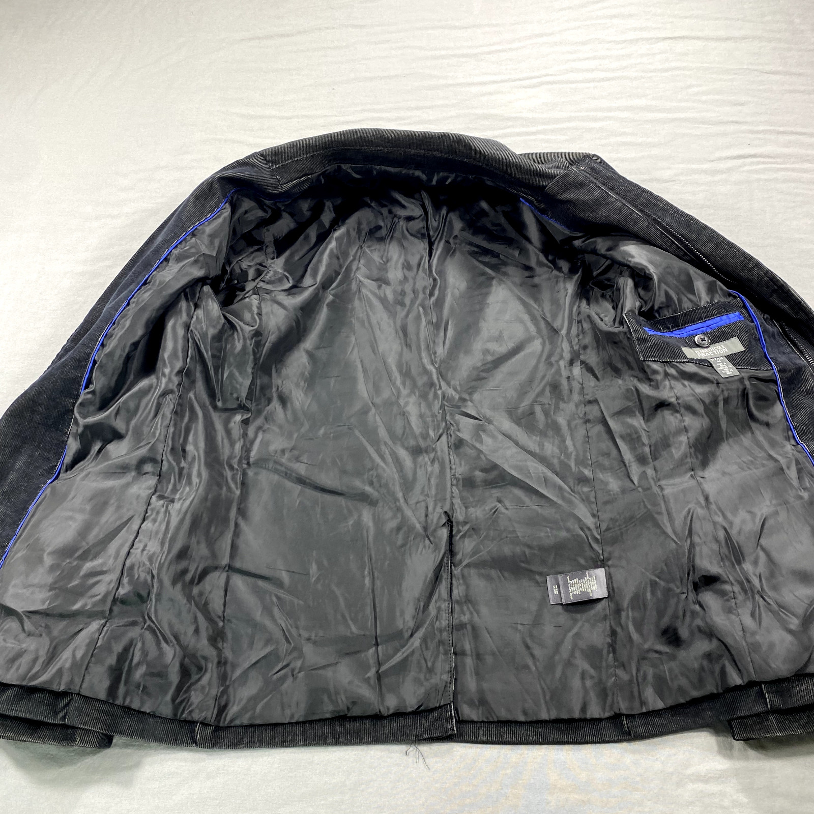 Kenneth Cole Reaction Mens 40 Small Black Corduroy Zipper Sport Coat Jacket