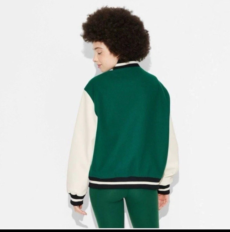 Wild Fable™ Women’s Size Medium Game Day Varsity Jacket – Green NEW