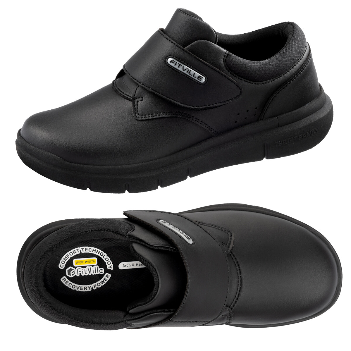 FitVille Men’s Diabetic Shoes Leather Extra Wide Walking Shoes Casual Oxford