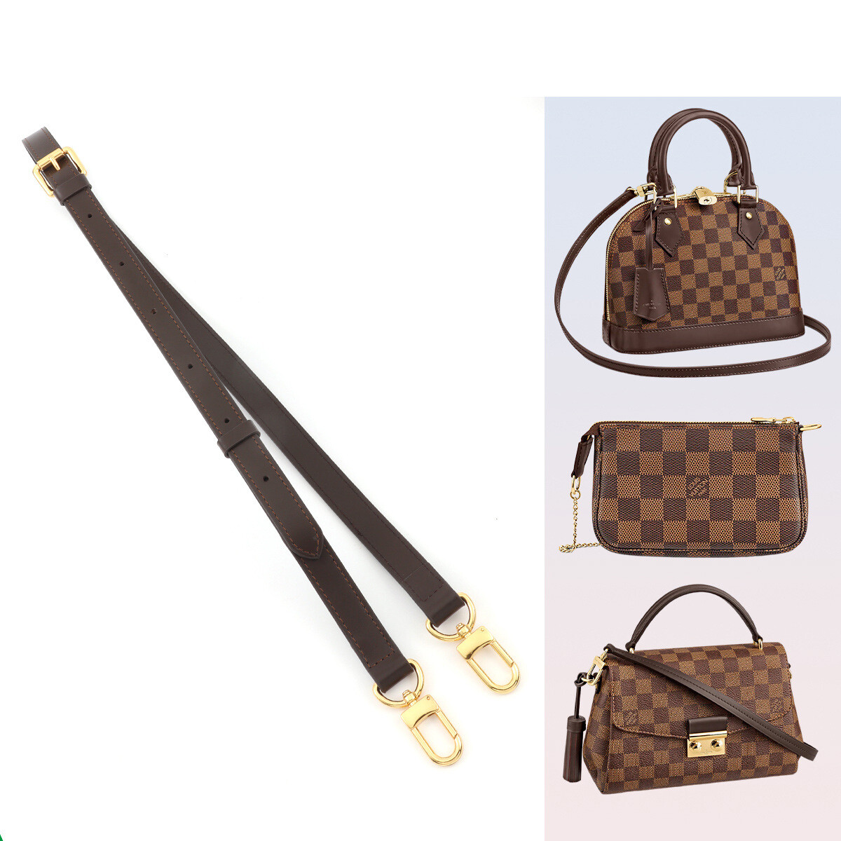 Louis Vuitton Crossbody Damier Ebene Epi Brown Leather vachetta strap Replacemen