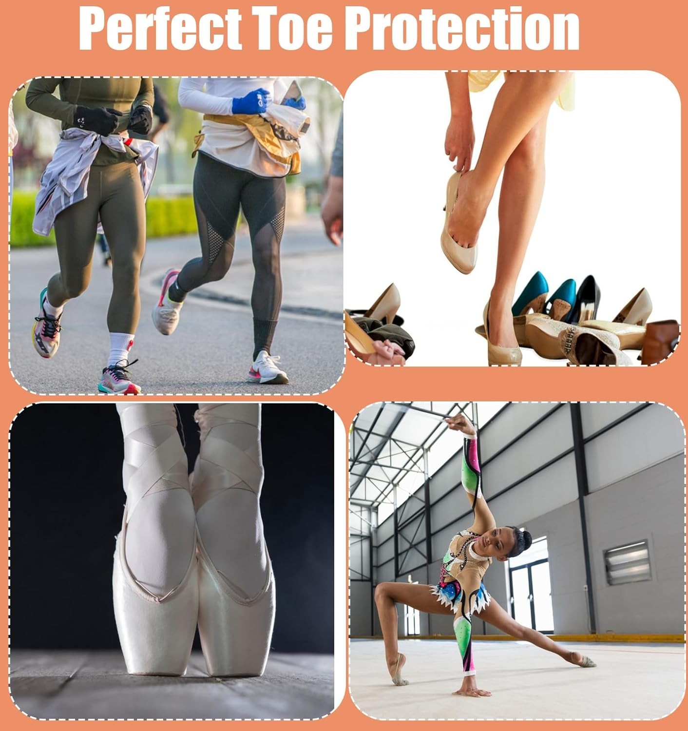 2 Pairs Ballet Toe Pads Pointe Shoes Anti-Slip Forefoot Pain Relief for Women