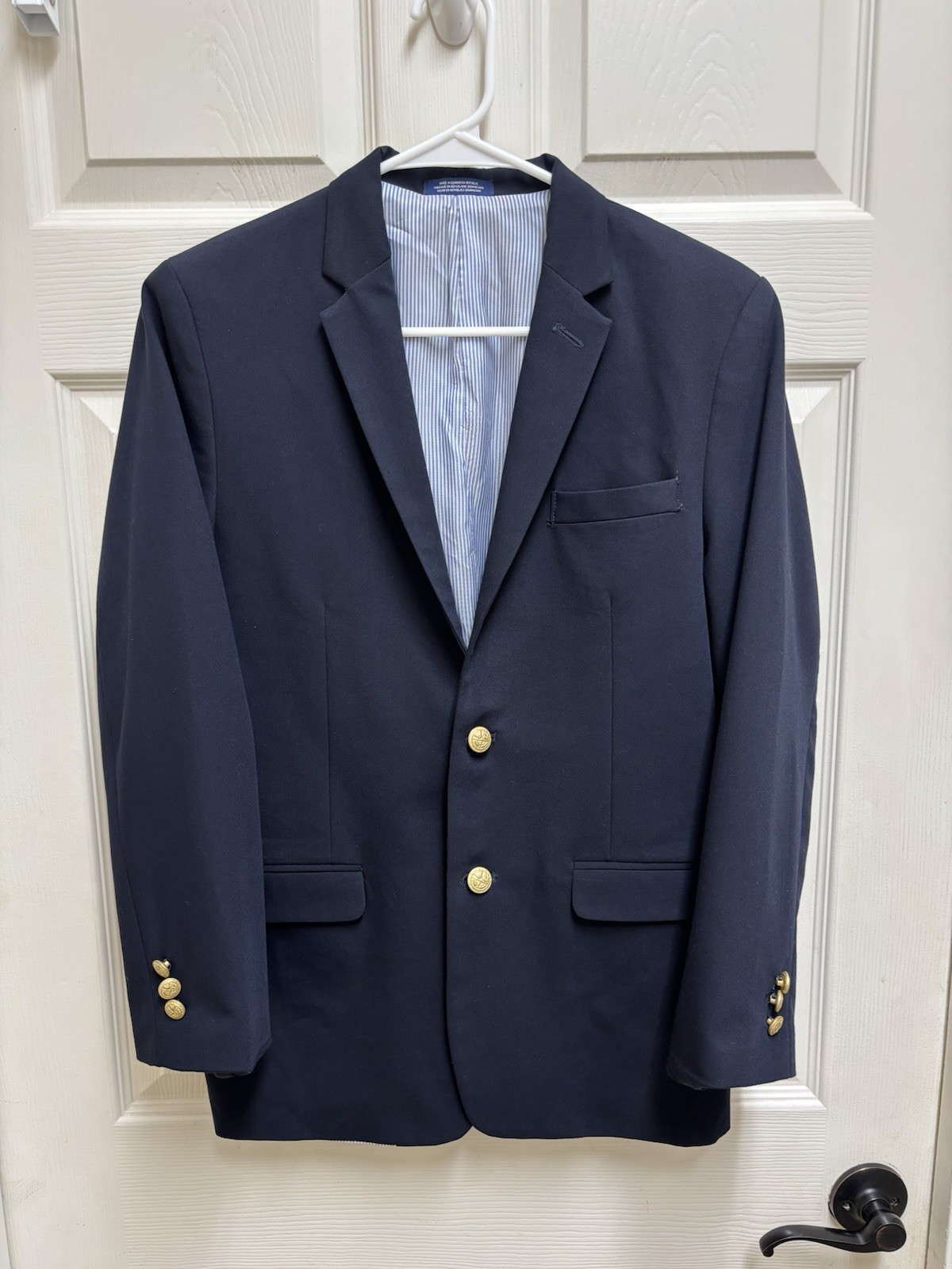 IZOD Boy’s Size 18 Reg NAVY BLUE Lined 2-Button Blazer Jacket Sport Suit Coat
