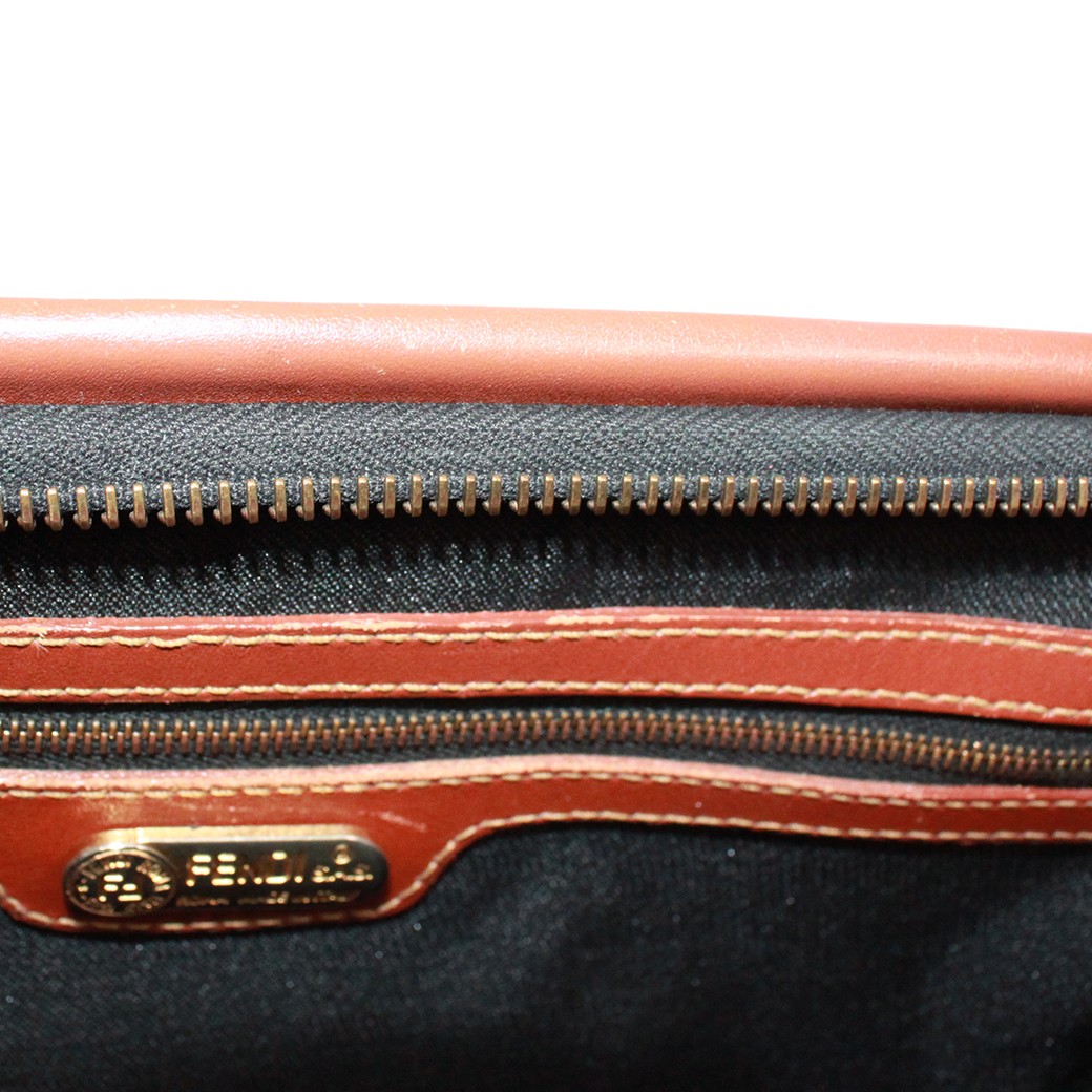 FENDI Mini Boston bag Pecan Pattern Handbag PVC/leather black brown khaki Women