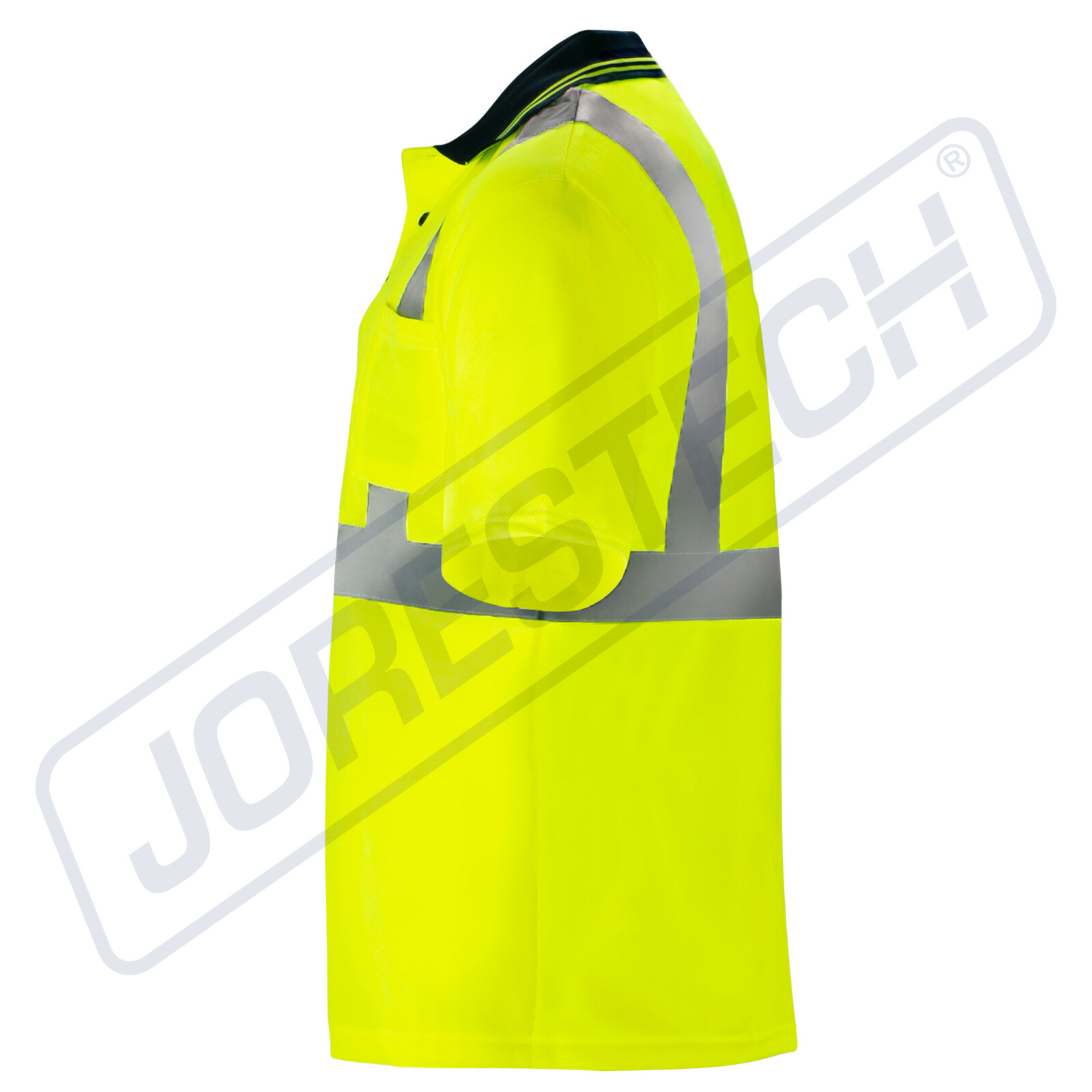 5 Pack Hi-Vis Lime Safety Workwear Short Sleeve Polo Shirt Top Reflective Tape