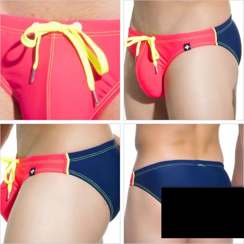 Zonbailon Men’s solid color casual beach pants bikini triangle speed dry trunks