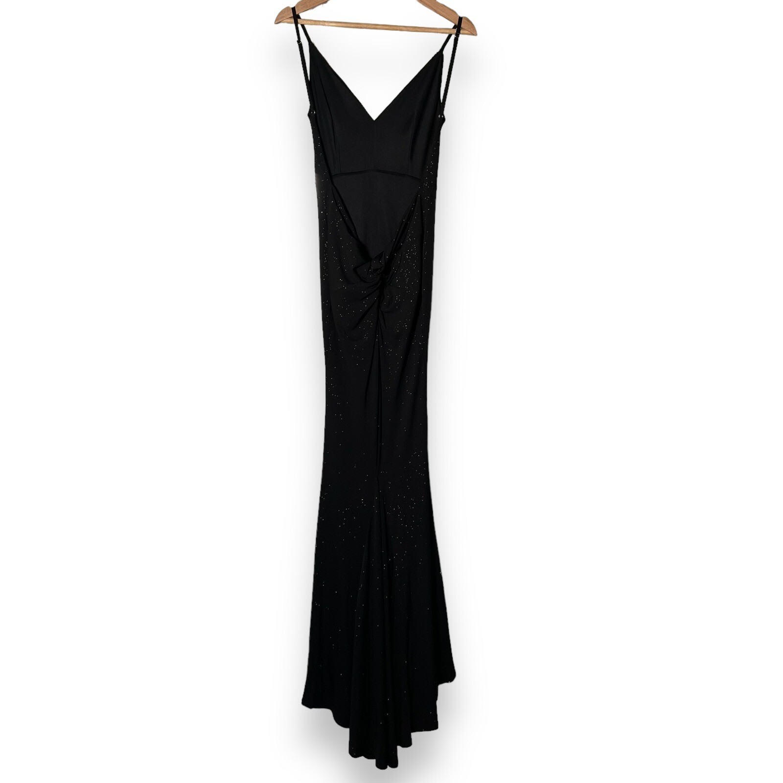 Ladivine By Cinderella Divine Black Glitter Fitted Long Rauch Mermaid Dress S