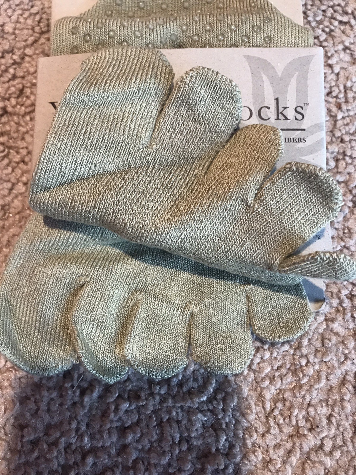 INJINJI Toe Socks Mini-Crew Medium NuBamboo Yoga M(8-10.5) W(9-11.5) Moss New