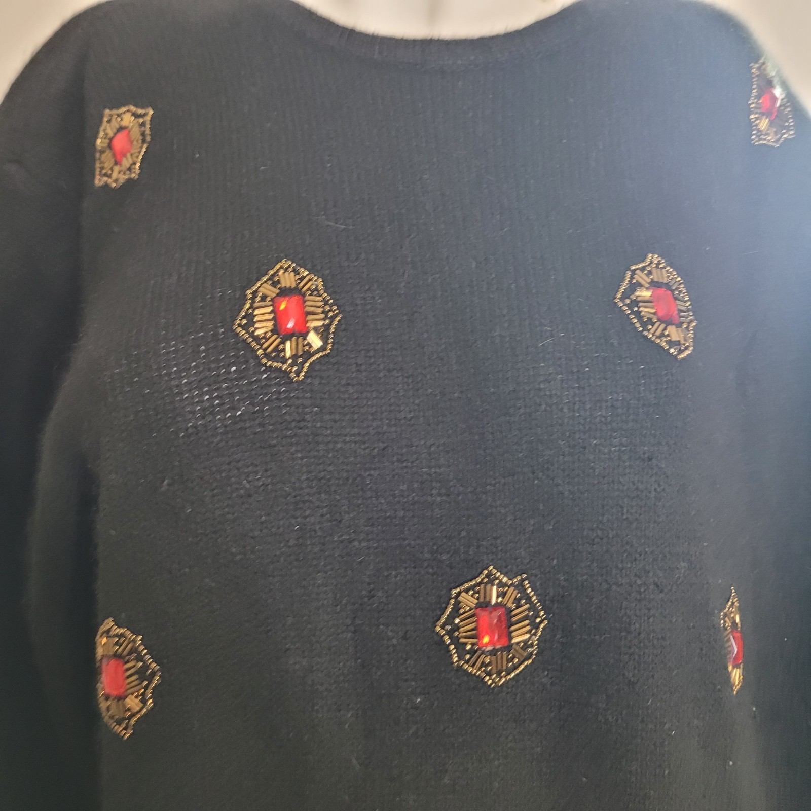 Robinson’s Large sweater knit Silk Angora Rabbit Hair beads sequin shoulder pads