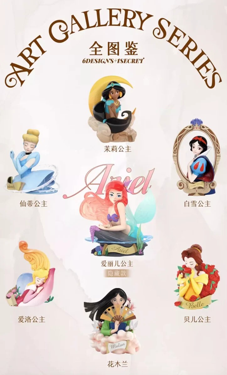 Disney Princess Art Gallery Series Blind Box Confirmed 52TOYS Collectible Figure