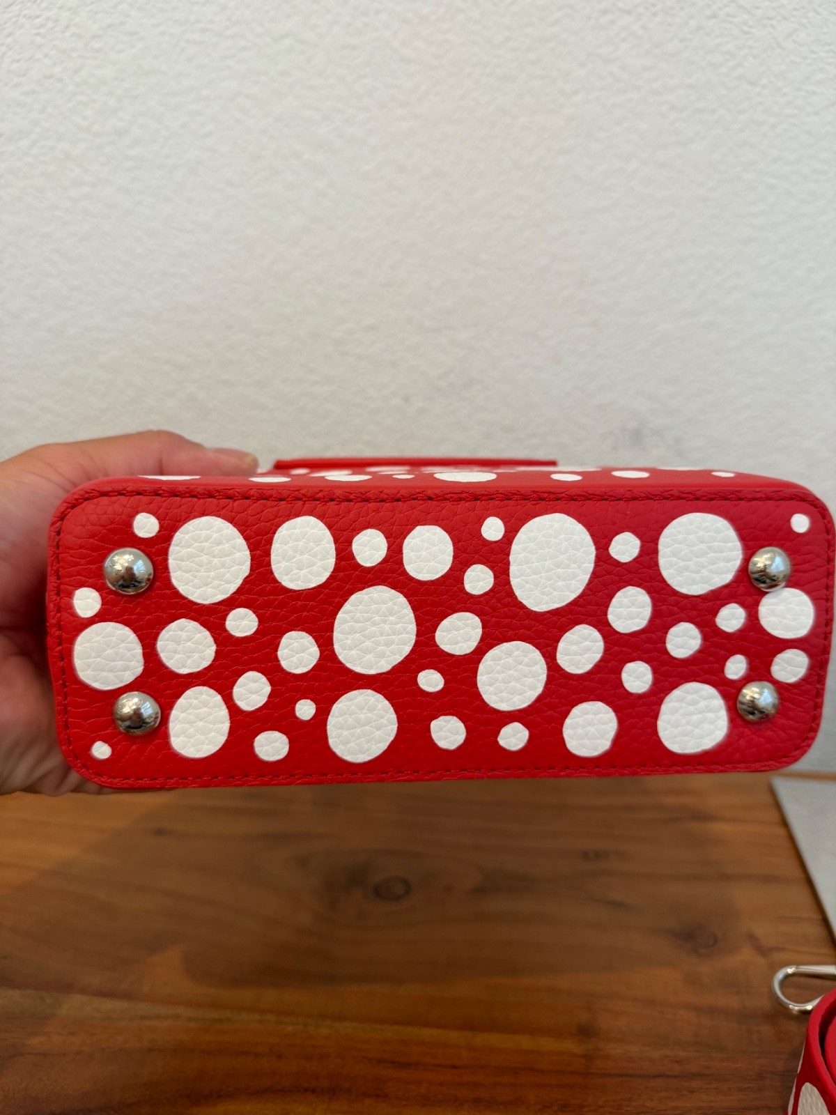 Pre-Loved Louis Vuitton LV X Yayoi Kusama Taurillion Capucines Mini Red White