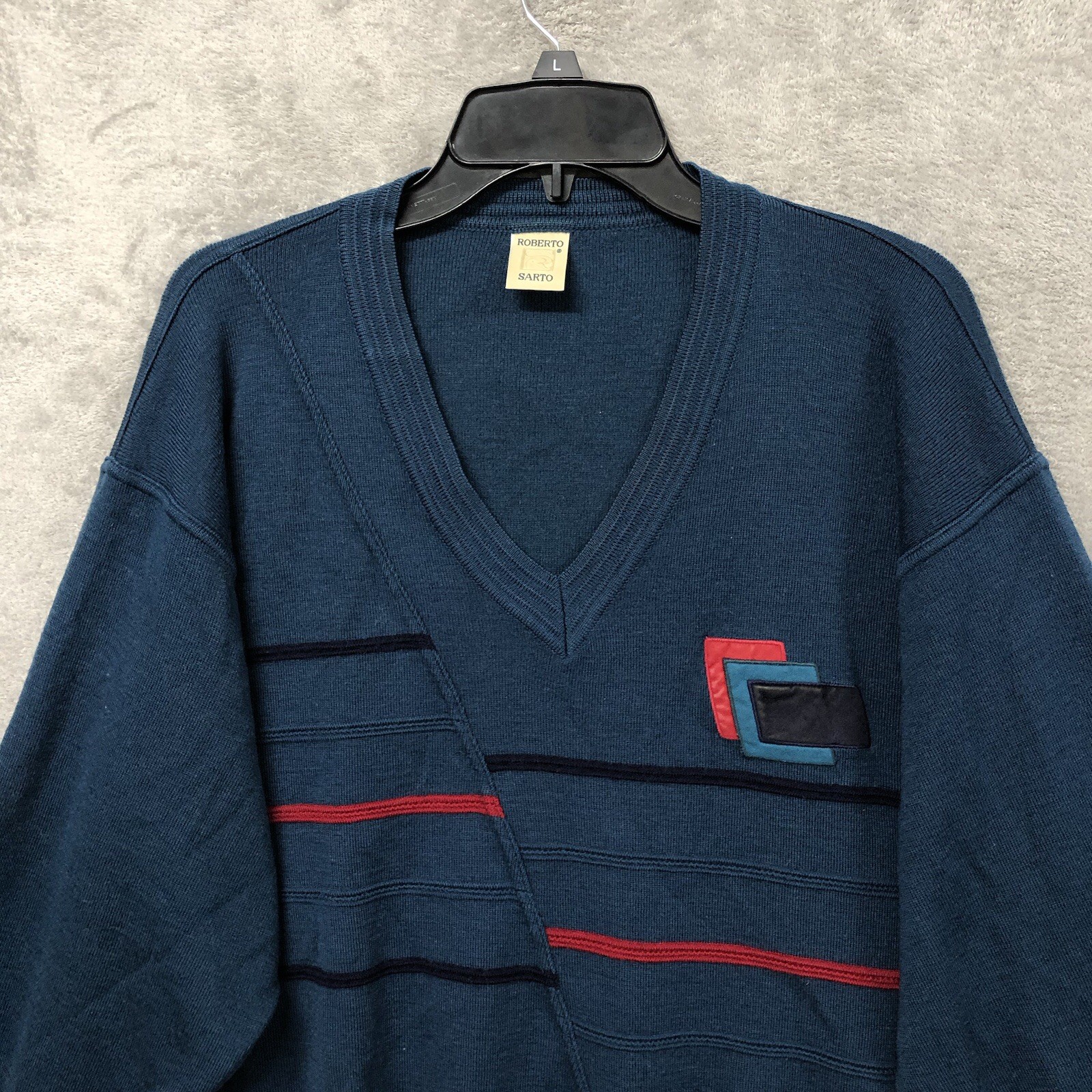 Roberto Sarto Knit Sweater Size 50/Large Chest 44 in V-Neck Mens Made In italy