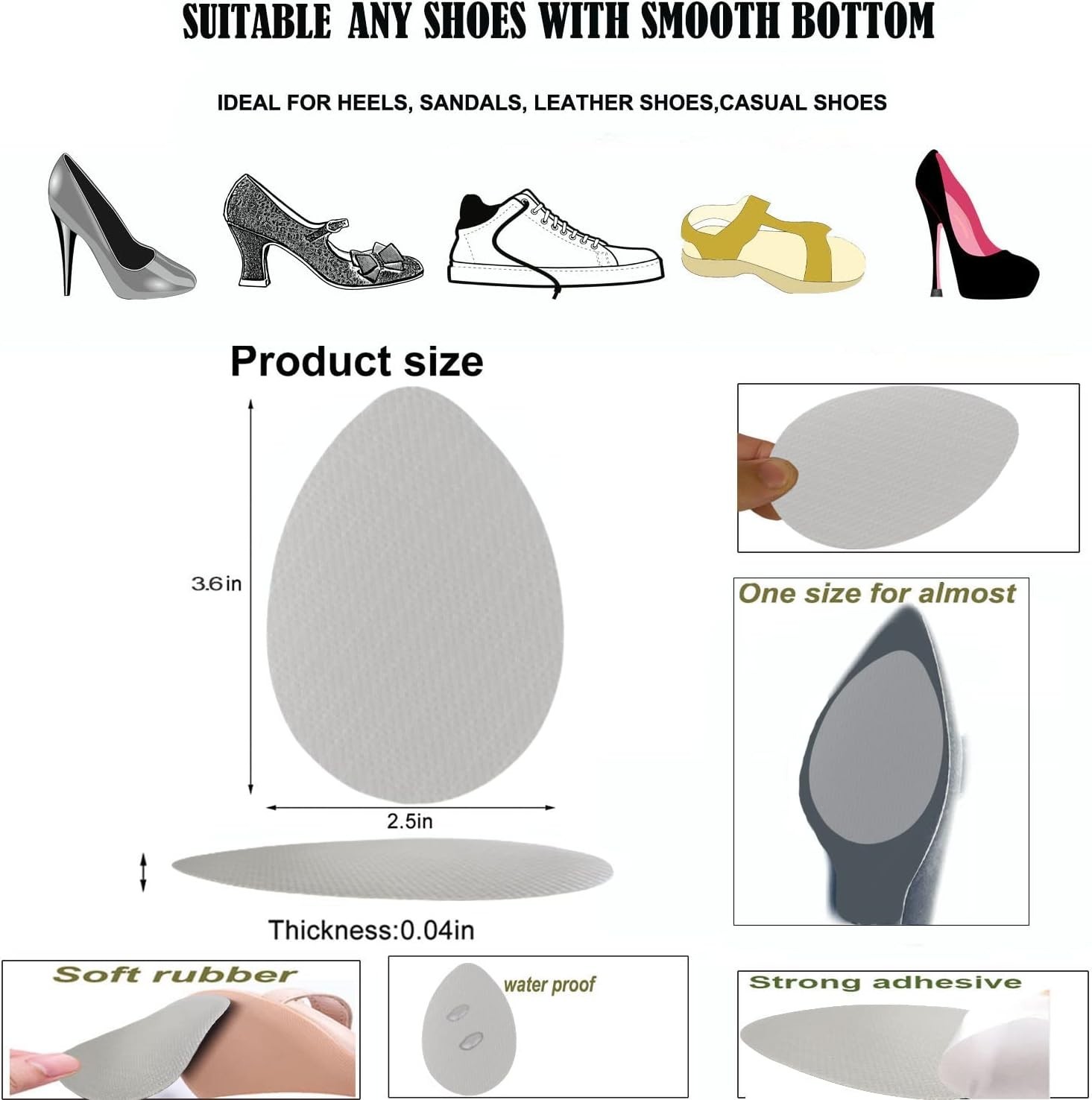 Durable High Adhesive Non-Slip Shoe Pads – Noise Reducers for Comfort & Safety