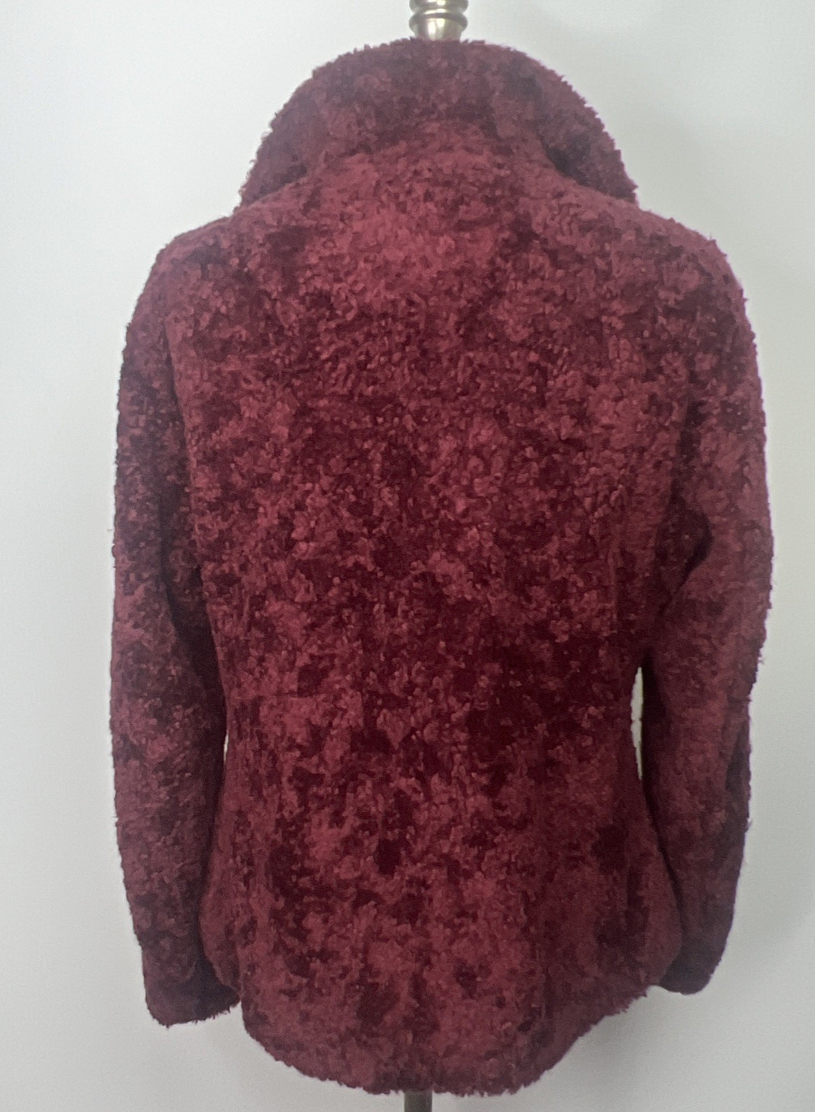 Pendleton Women’s Sherpa Fleece Jacket Small Burgundy Wool Plaid Full Zip Cozy