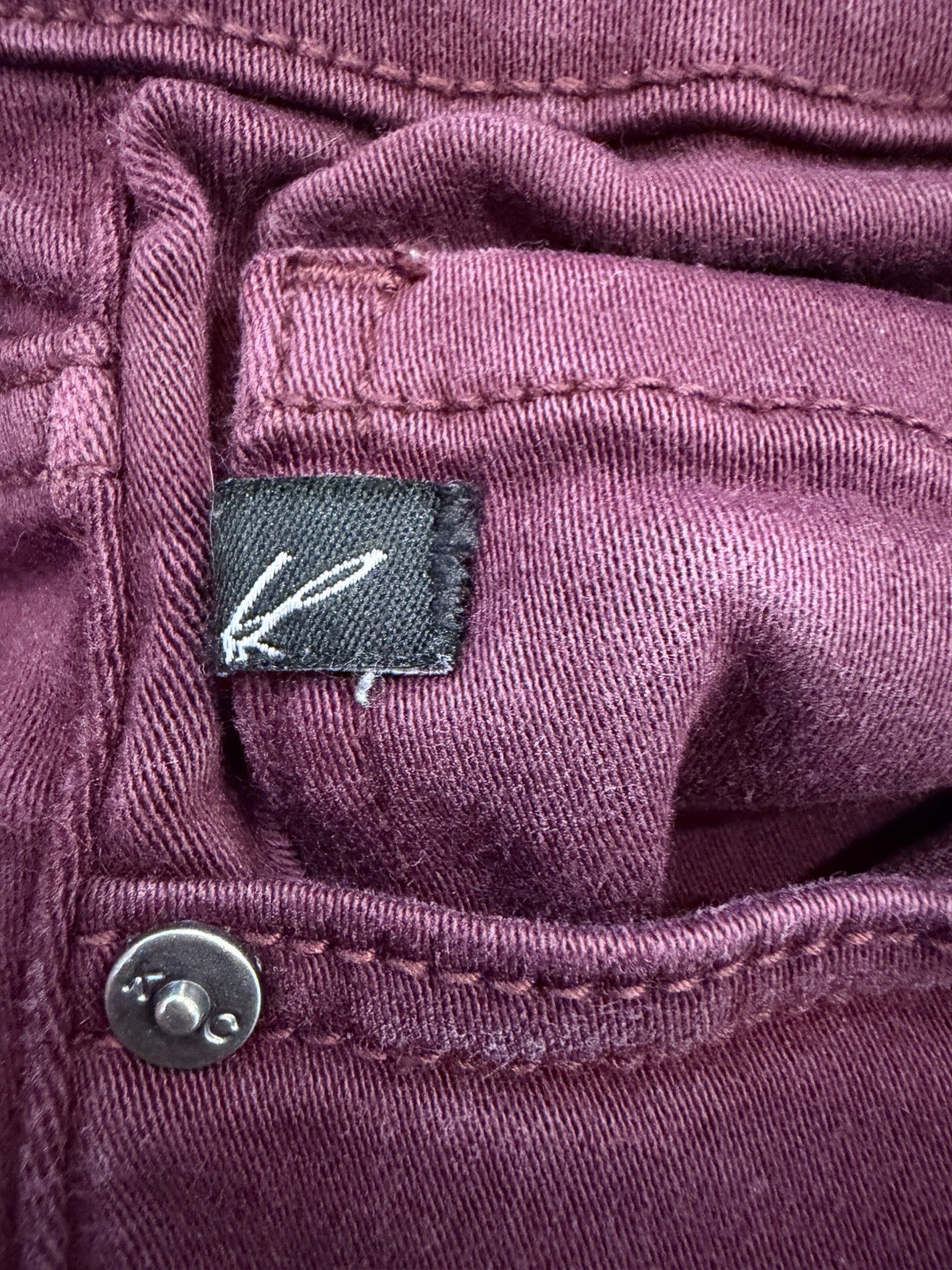 Kancan Womens Size 7/27 Burgundy Skinny Jeans High Rise Button Fly Stretch