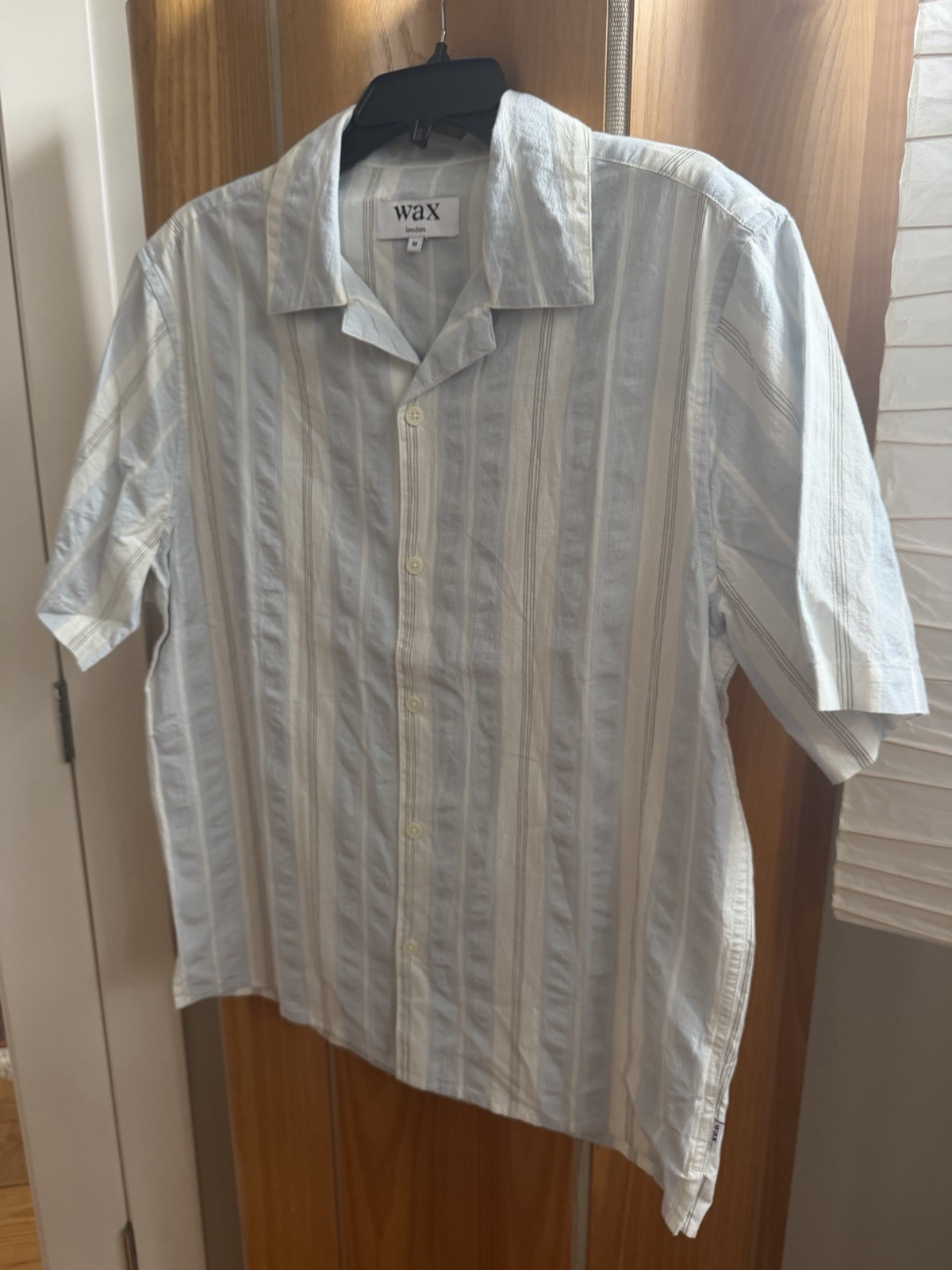 New Wax London Didcot Stripe Cotton Seersucker Shirt Sz M $175 MSRP