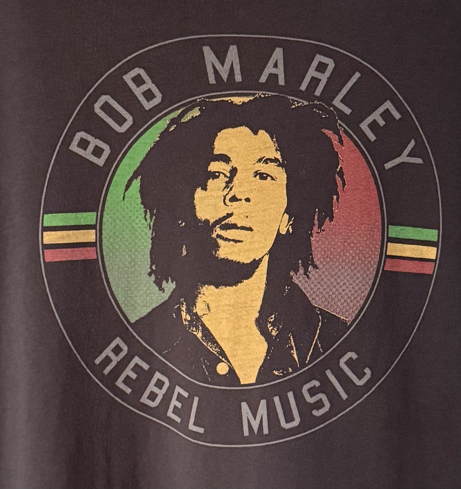 Bob Marley Rebel Music Graphic Shirt Gray Large Official