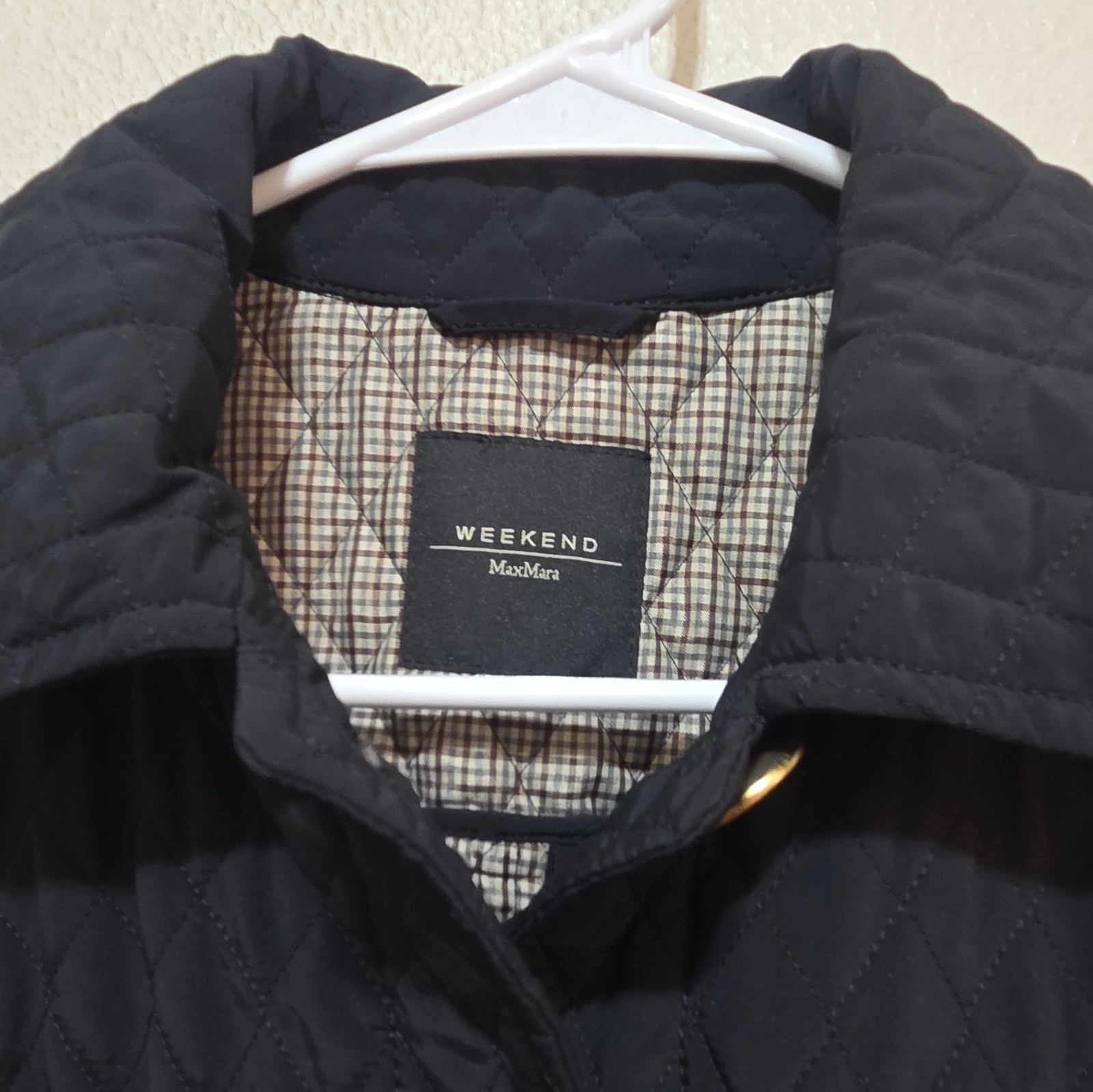 Weekend Max Mara Womens Black Quilted Button Jacket Pockets Size 42, 12 US