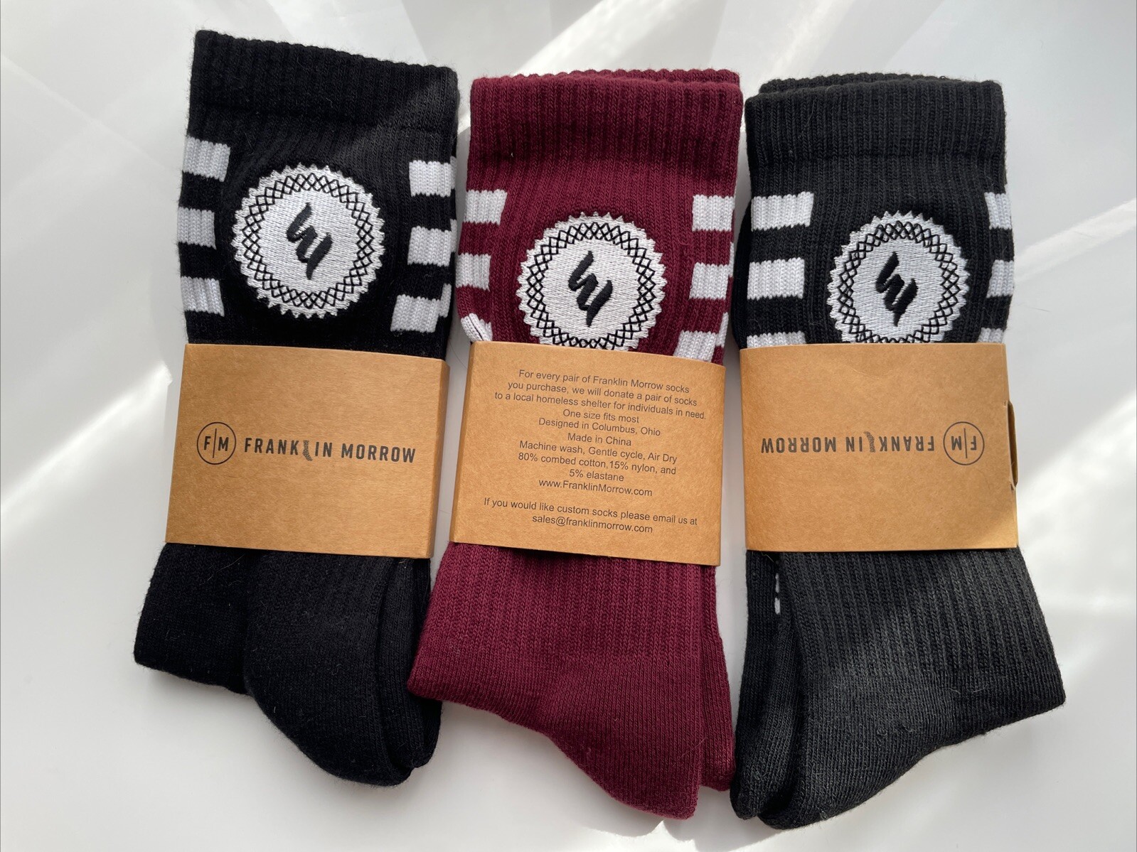 Franklin Morrow Mens Socks 80% Cotton 15% Nylon 5% elastane one size fits most