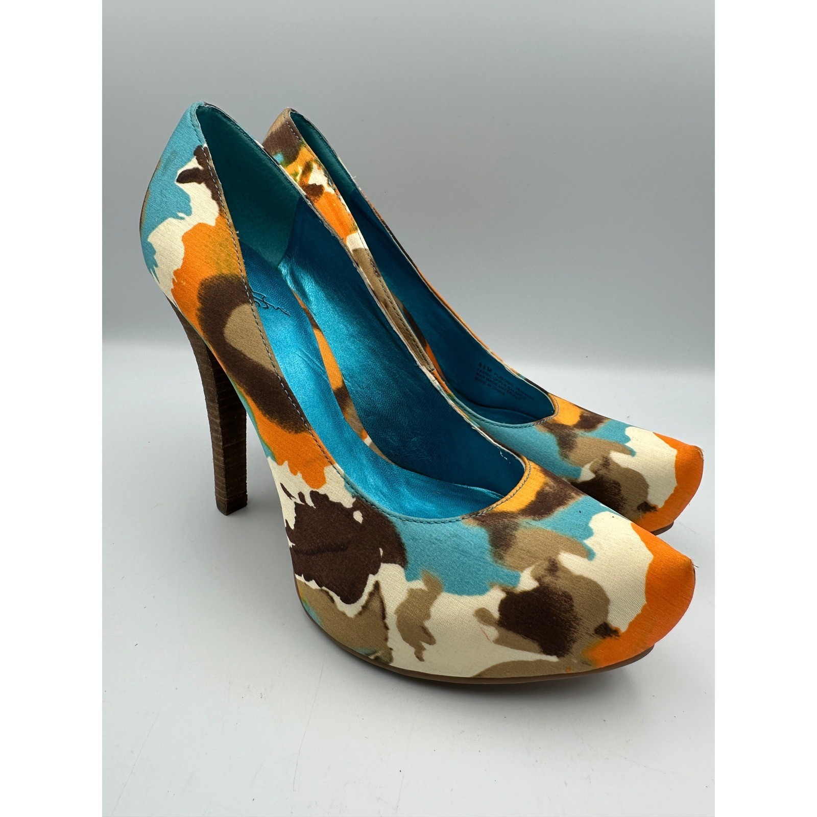 Carlos by Carlos Santana Y2K Platonic Platform Pumps Sz 8.5 Multicolor Abstract