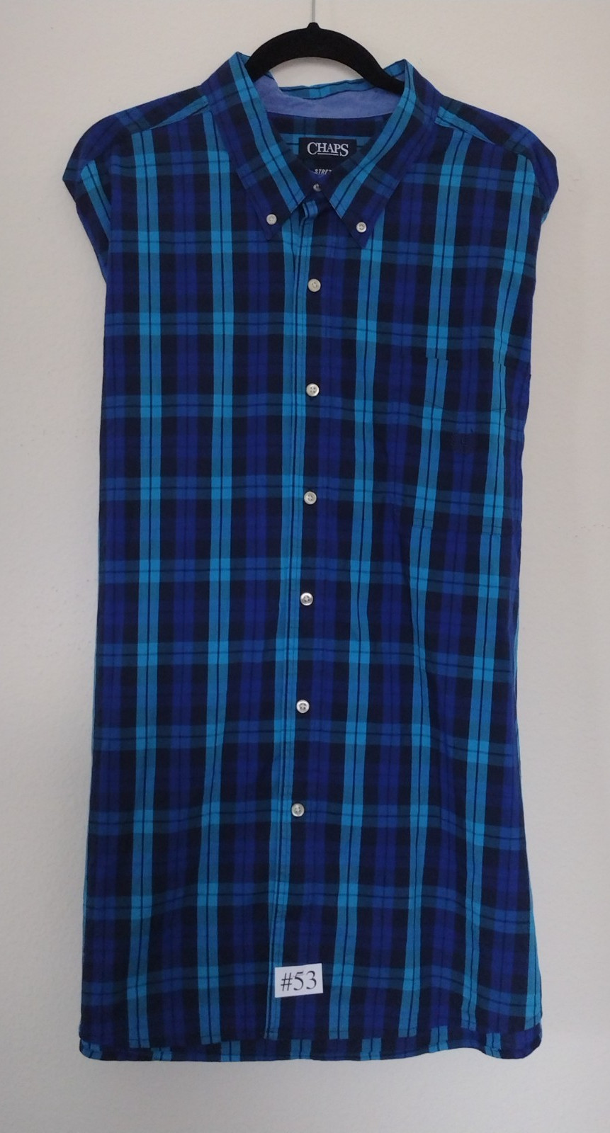 Men’s CHAPS STRETCH EASY CARE PLAID SHIRT Size 3XB LOGO ONE POCKET LONG SLEEVE