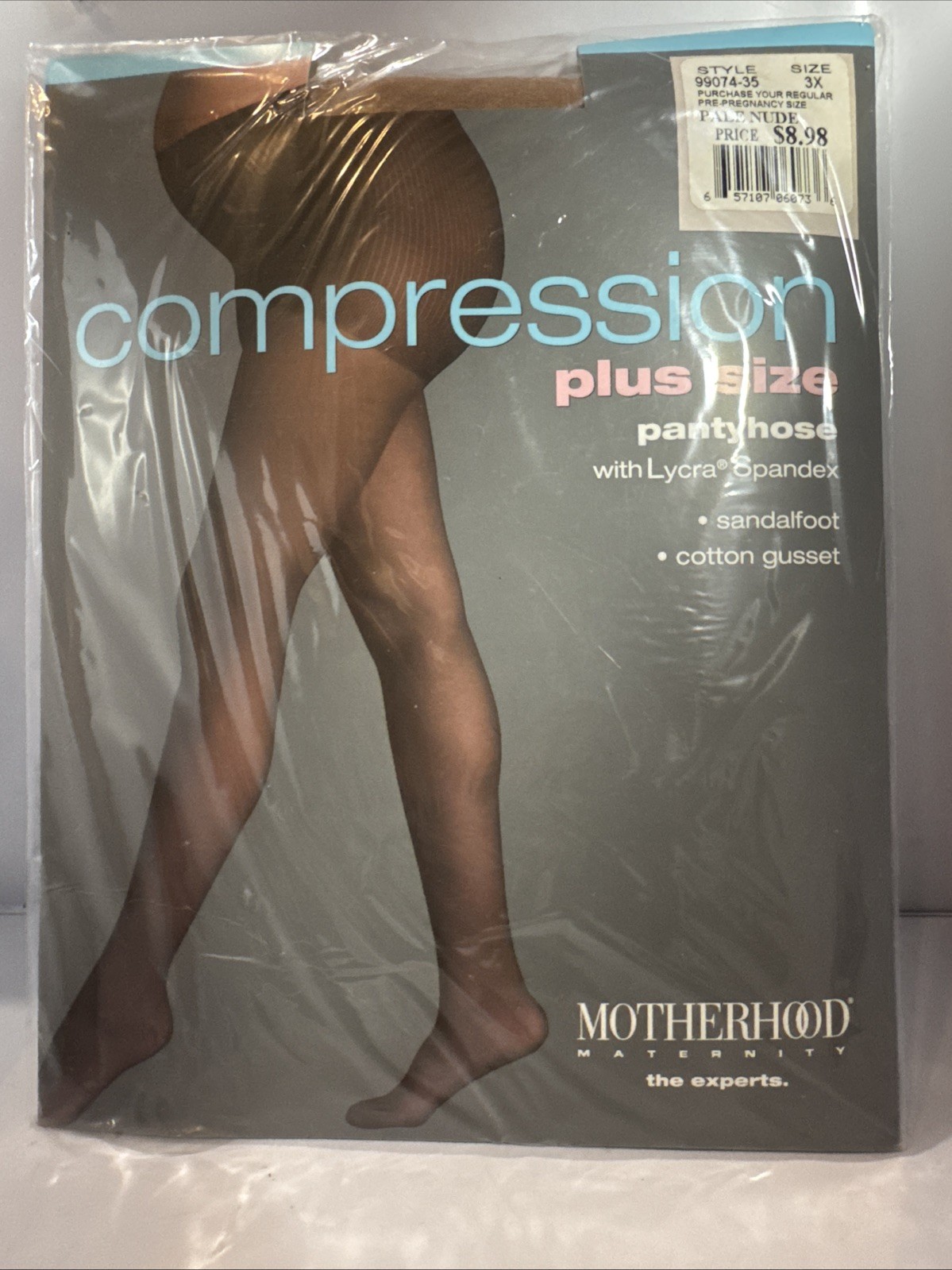 Motherhood Maternity Compression Pantyhose Sandalfoot PALE NUDE 3X plus size