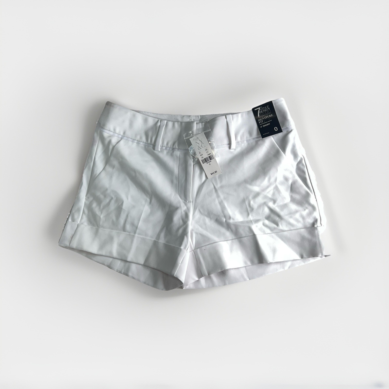 New York & Co. Womens White Cotton Chino Shorts Size 0 Stretch Mid Rise Casual