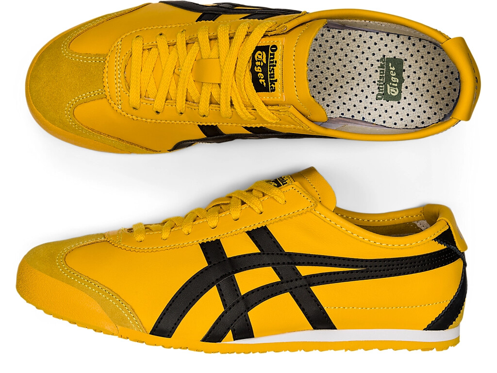 Onitsuka Tiger Mexico 66 Yellow Black Leather Sneakers Shoes Unisex w/ Box