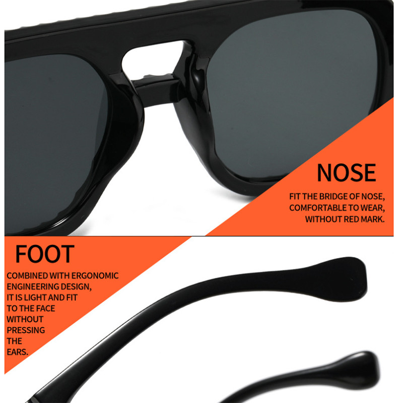Classic Square Double Bridge Sunglasses Men Women Retro Outdoor Shade Glasses