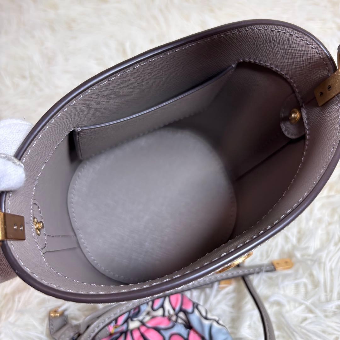 TORY BURCH Robinson Mini Bucket Bag 2way Leather Shoulder Drawstring