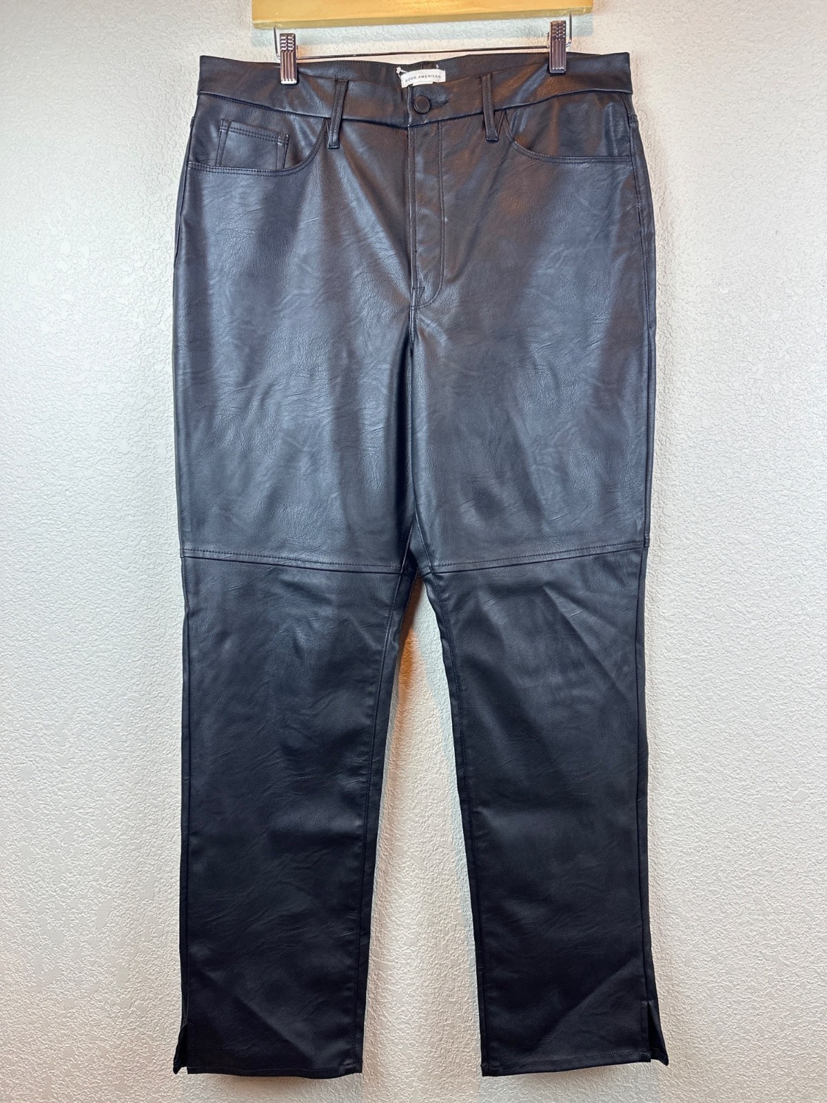 Good American Faux Leather Pants Black Size 15 High Rise Straight Leg 1X