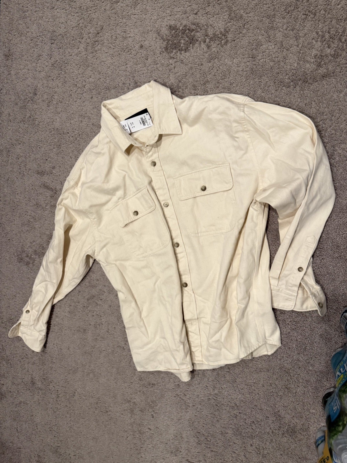 Size XL – Abercrombie & Fitch Button-Up Denim Shirt Cream NWT Brand New NWT