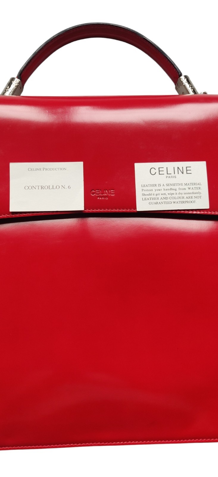Vintage 1996 Celine Briefcase Red Leather Silver Folder Bag MC96 Luxury
