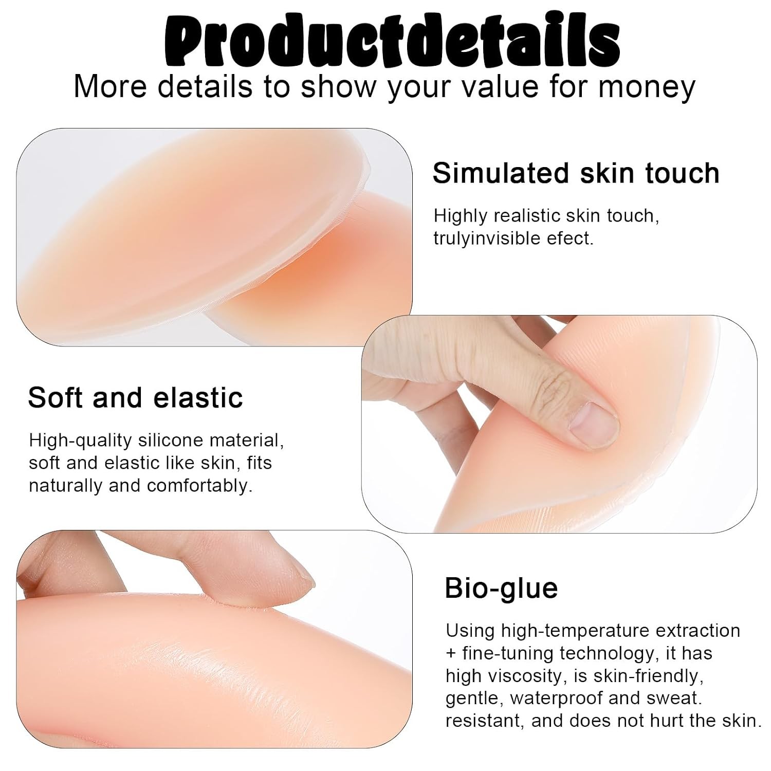 Silicone Self Adhesive Reusable Large Hip Dip Pads Butt Lift Filler Pads