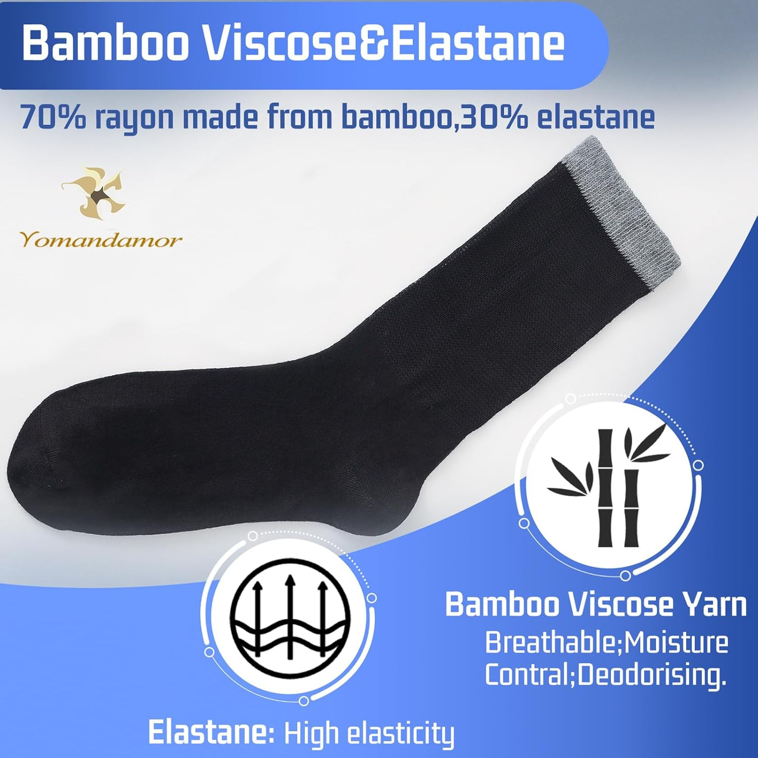 Men’s Diabetic Socks Seamless Toe Mid Calf 6 Pairs Size L