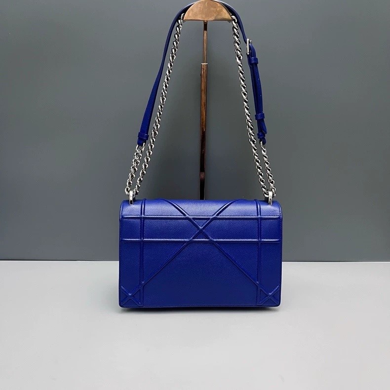 Dior Diorama Vertical Medium Chain Bag Blue Calfskin