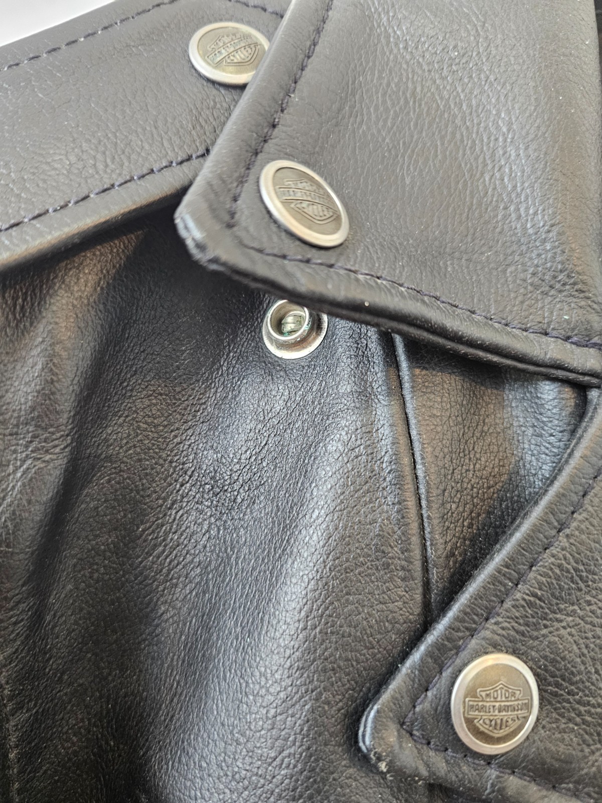 Harley Davidson Womens Small Black Leather Moto Biker Riding Jacket USA Zip YKK