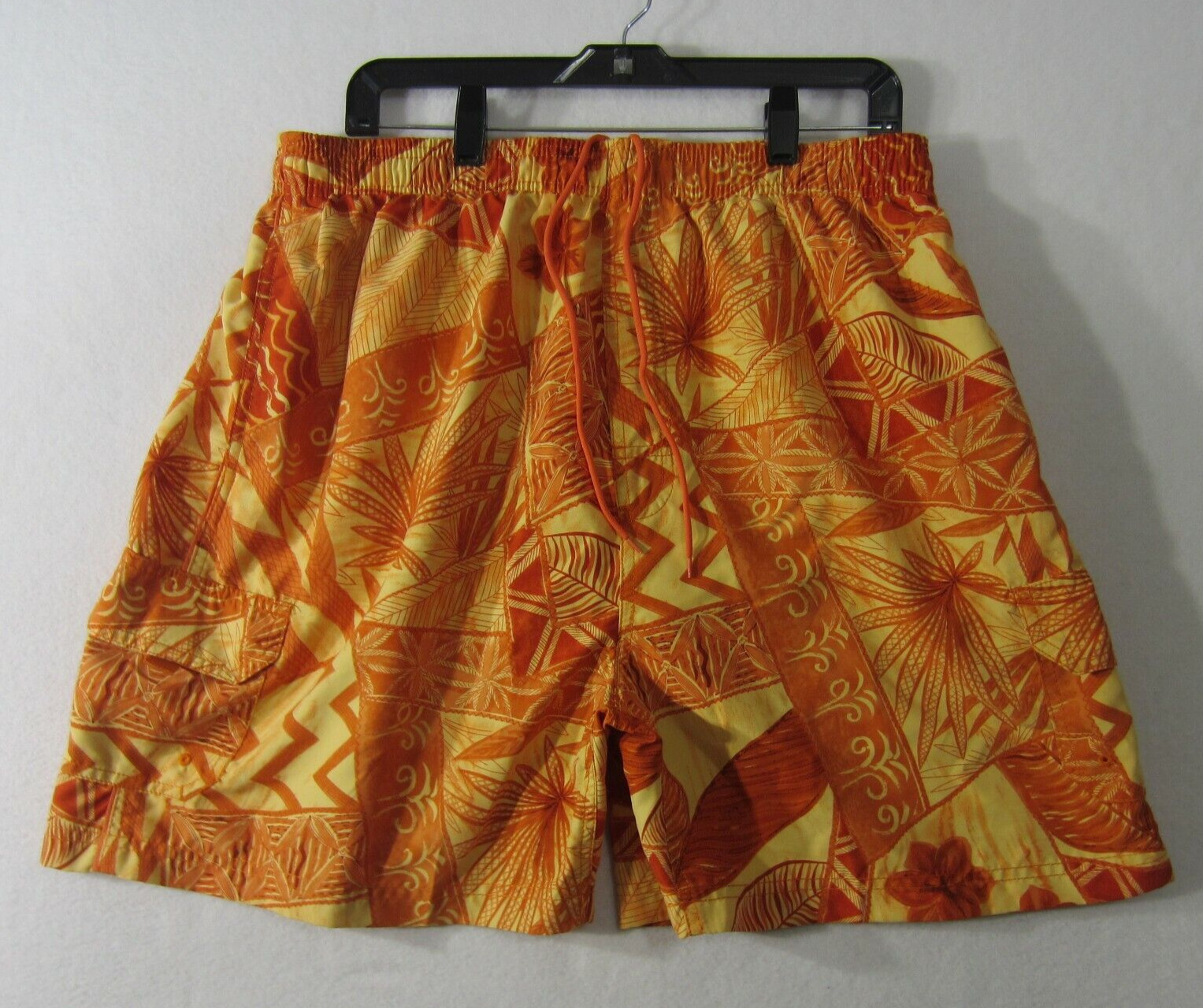 SAND N SUN Trunks Mens Large Yellow Orange Cargo Pocket Outdoor Casual Men