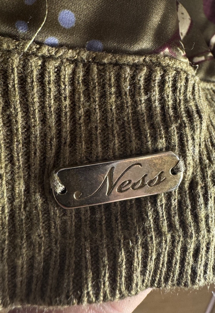 Ness Scotland Jumper With Flower Detail UK Small Jungle Green Nylon Cotton Blend