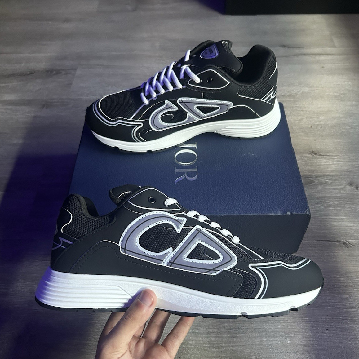 Dior B30 Men’s Low Top Lace-Up Athletic Sneakers Black White Gray New w/ Box