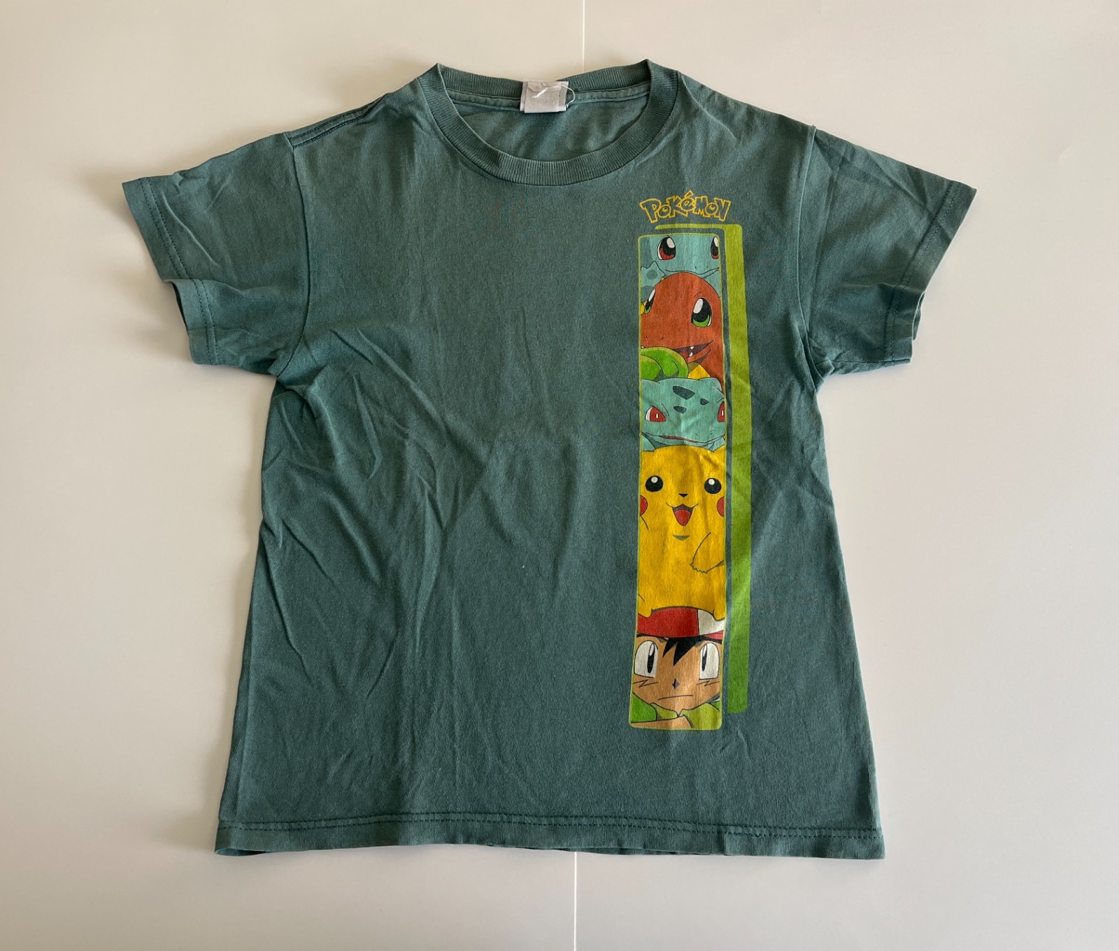 Pokémon Nintendo Shirt Youth M Green Squirtle Charmander Pikachu Ash Vintage 90s