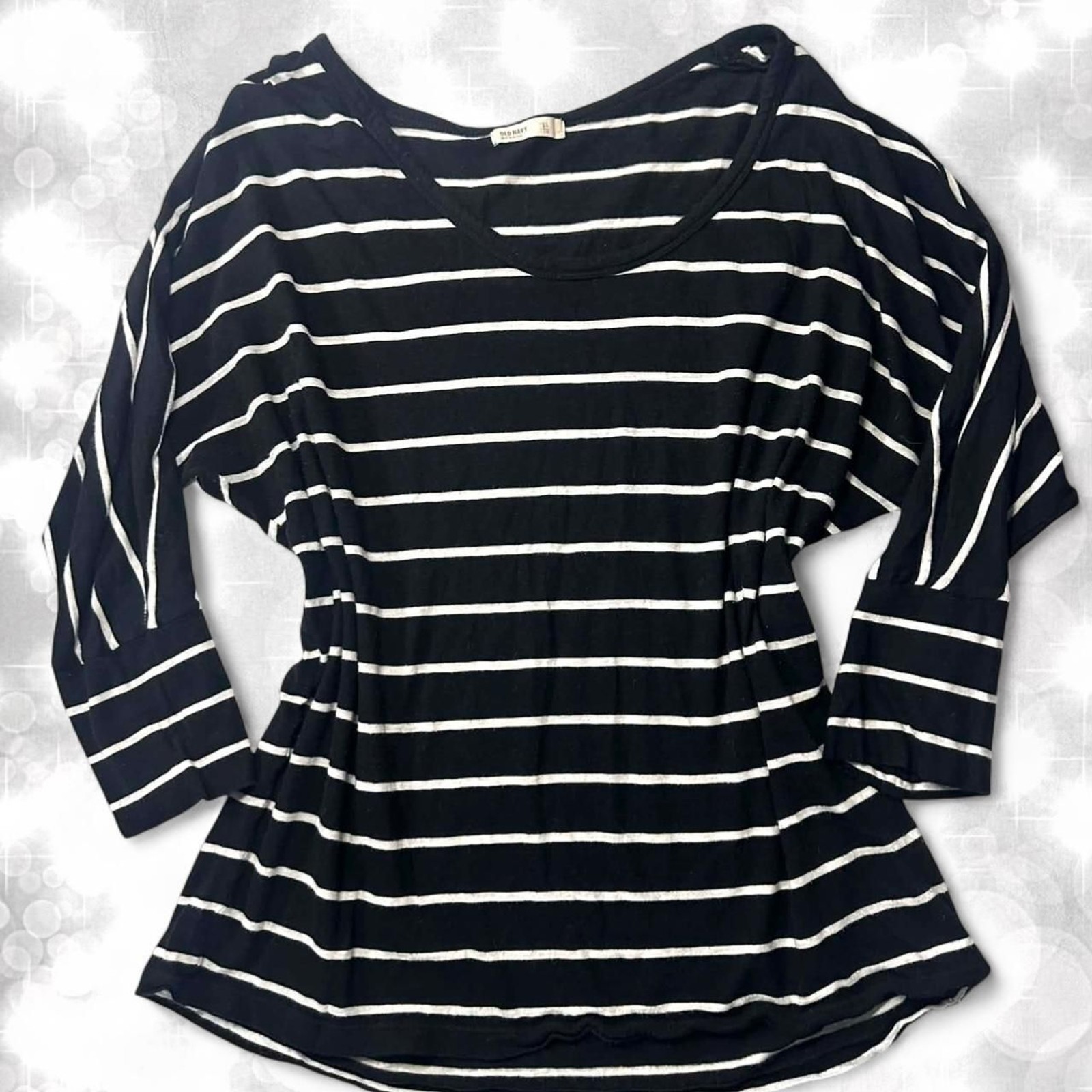 Grunge style y2k black and white long sleeve striped top