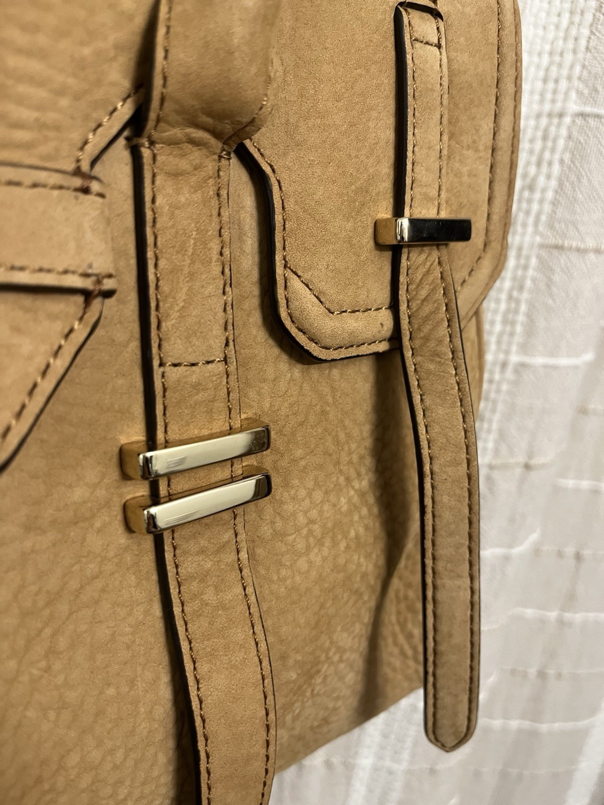 Rebecca Minkoff Tan Nubuck Satchel Top Handle, Detachable Crossbody Strap